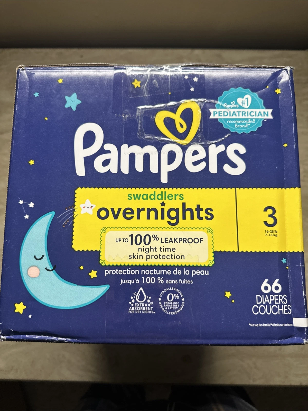 Pampers Swaddlers Overnights Diapers - Size 3 - 66 Count. Free Shipping!!
