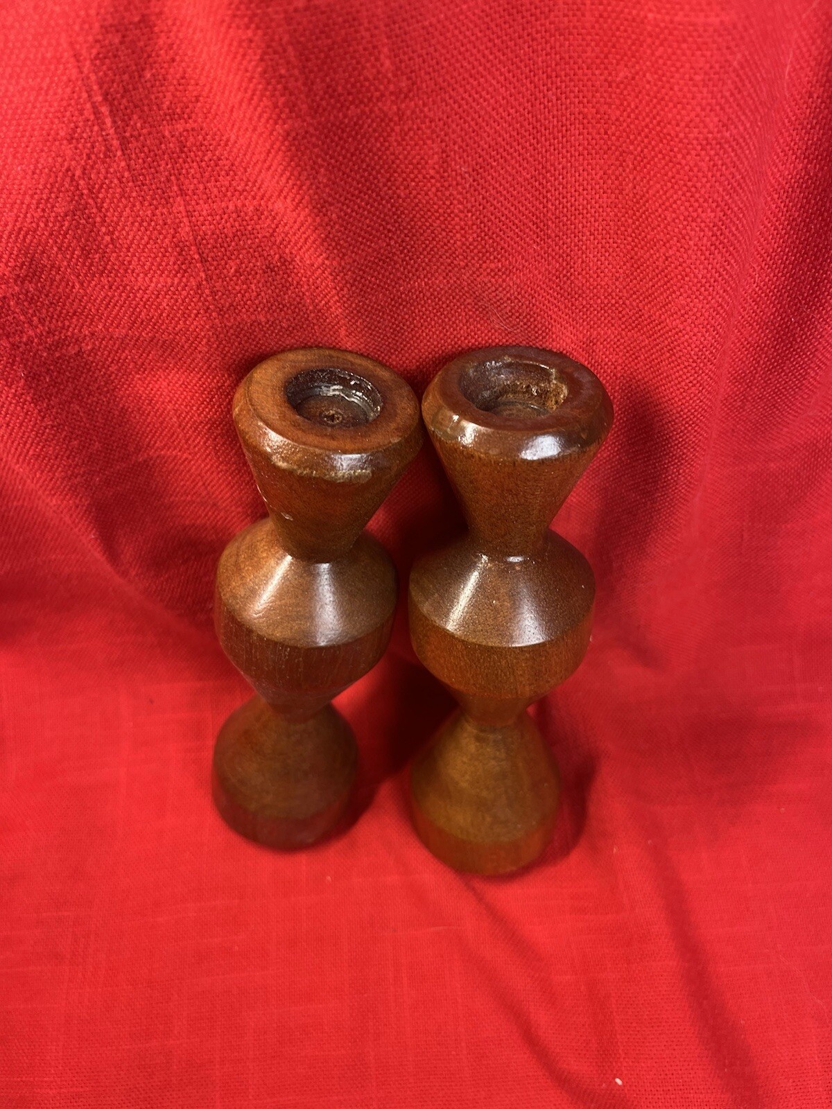 Candleholders, Danish Modern Teak Vintage MCM