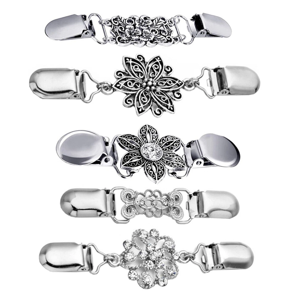 Retro-Schal 5 Stück Pullover Schal Clip Schal Clips Blumen Muster - Bild 4 von 4