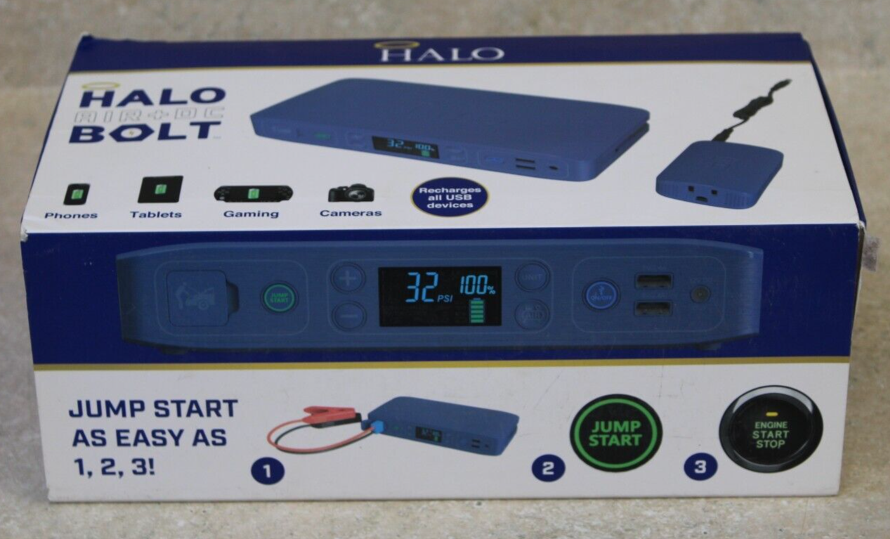 HALO Bolt Air+ Car Jump Starter & Air Compressor w/AC Outlet *New* FREE