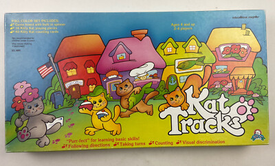 RARE Vtg Kat Tracks Board Game 1988 Educational Insights 80's EXTRA Kitties!
