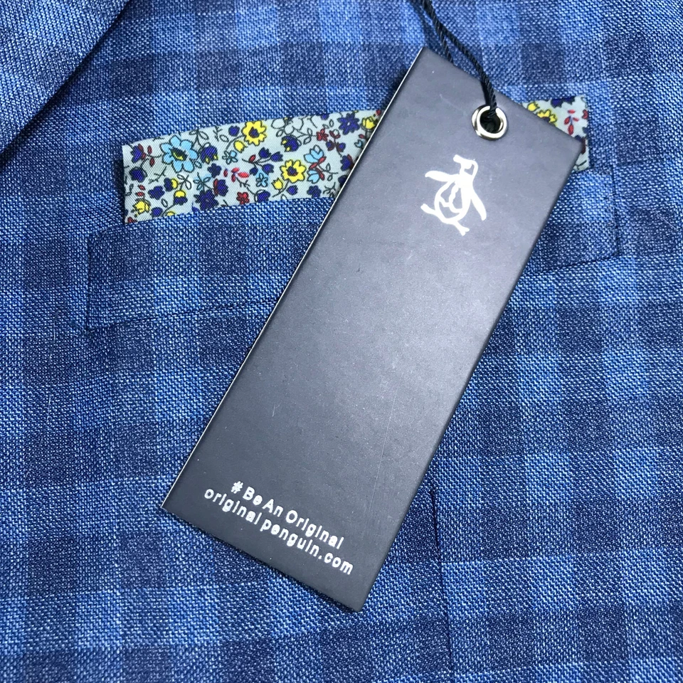 Новый Penguin Blazer мужской 46 R спортивное пальто светло-синий льняной две кнопки тонкий 342112 - Изображение 3 из 4