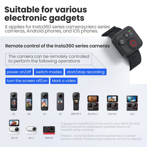 Bluetooth Camera Remote for Insta360 X5/Ace Pro 2/GoPro Hero 13/iPhone/Android - Picture 7 of 13
