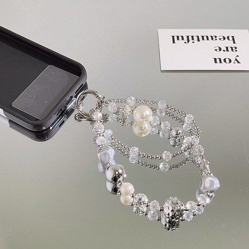 Hanging Cord Mobile Phone Lanyard Pearl Bead Cellphone Strap Girl Woman - Afbeelding 7 van 12