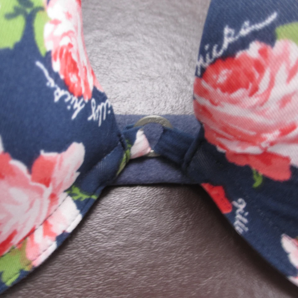 Gilly Hicks 胸罩 34D 蓝色花卉衬垫钢圈可调节扣背 — 第 3/4 张图片