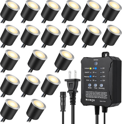 Dimmable LED Deck Lights with Timer & Sensor, 20Pack IP67 Waterproof Outdoor
