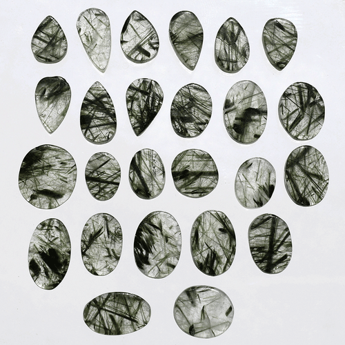 25 Pcs Natural Green Rutile Quartz Hi-Quality 9mm-13.7mm Cabochon Gemstones Lot - Picture 4 of 11