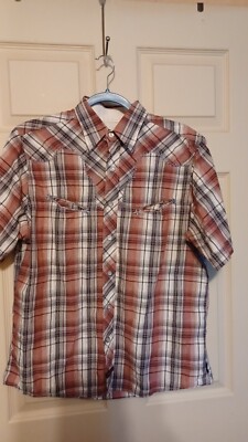 Fender Guitar Custom Shop Rock & Roll Men's Plaid Western Snap Up Shirt L