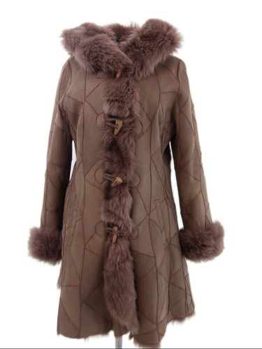 Damenjacke Felljacke Lammfelljacke Kapuze Taupe bis Gr.46 NEU Winterjacke - Bild 3 von 5