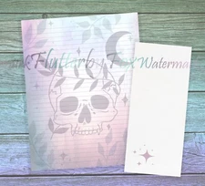 Vampire Skull Writing Paper Stationery | 24 Sheets - Lined and Unlined