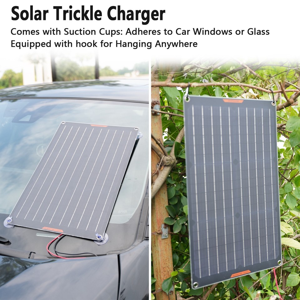 50W Solar Panel 12V Trickle Charger Battery Charger Kit Maintainer Boat ...