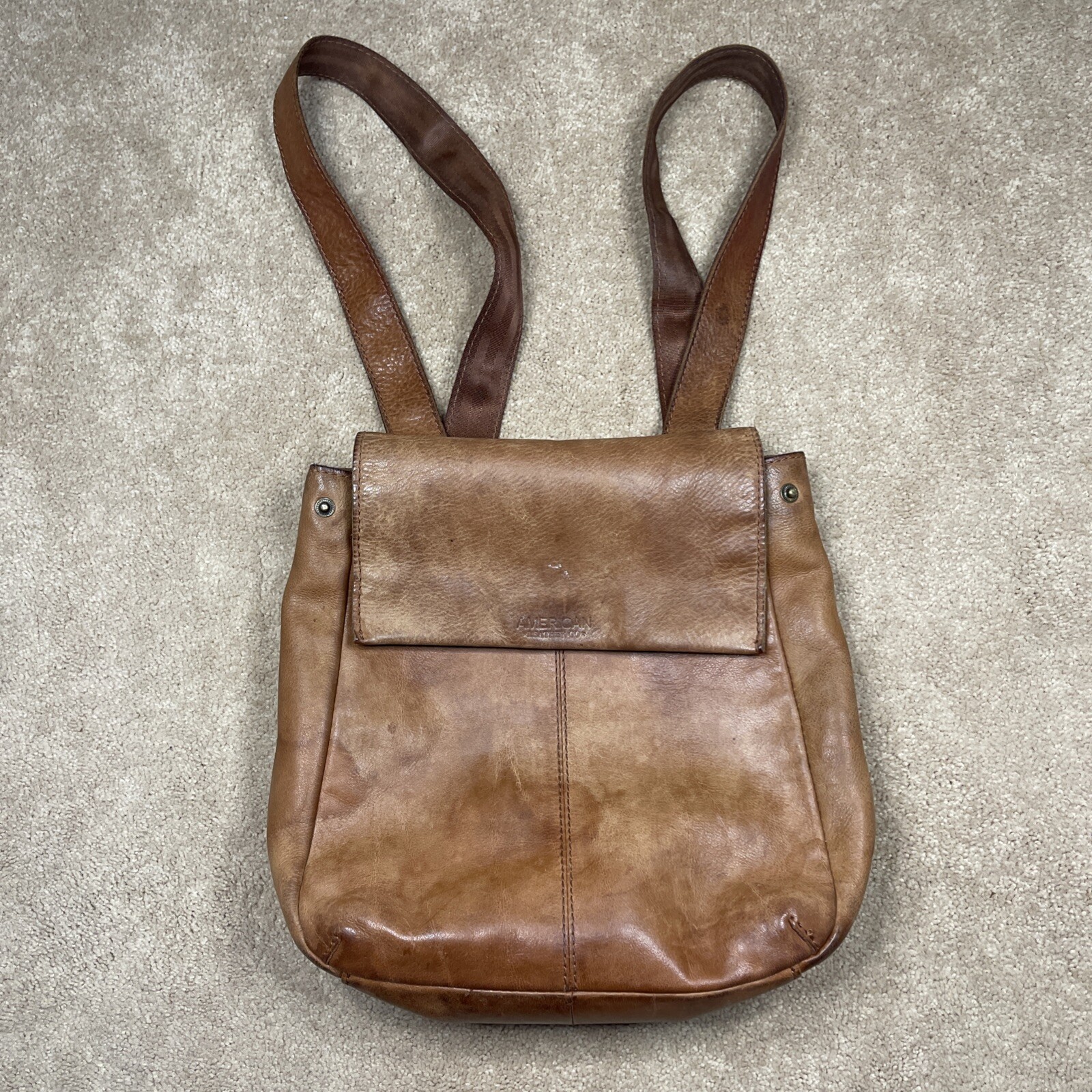 American Leather Co Brown Crossbody Shopper Backpack Shoulder Bag Handbag