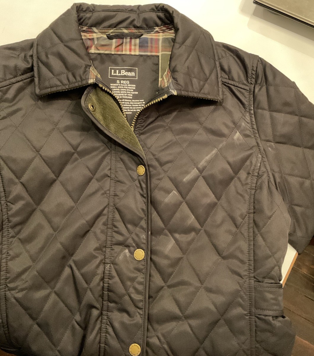 L.L. Bean Quilted Riding Jacket Plaid Black (Women's S Reg L.L. Bean Quilted Riding Jacket Plaid Black (Women's S Reg