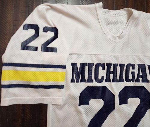Vintage Champion 1980s Michigan Wolverines Football Jersey #22 Mens Medium White - Picture 3 of 10