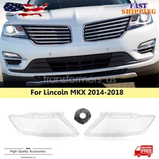 Left & Right Headlight Lens Covers Headlamp Lens Cover For 2014-2018 Lincoln MKX