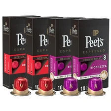 Peet's Coffee, Medium Roast Nespresso Capsules Variety Pack 40ct Sell By 8/2025