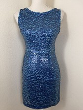Marc Jacobs Women’s Size 2 Blue Sequin Sparkly Sheath Short Dress zip formal