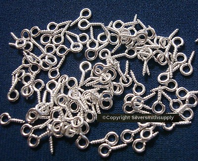 100 Silver plated screw up-eye pendants charms loops pendant bails GPB021