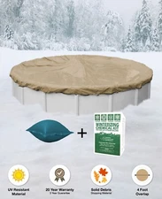 18' Round Above Ground Winter Pool Cover + 4x4 Air Pillow + Winterizing Kit