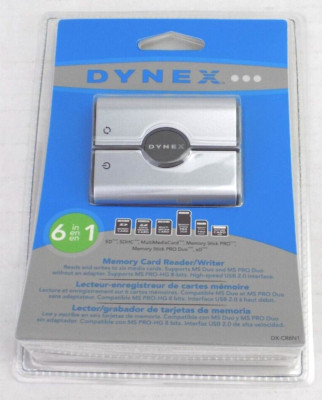 Dynex 6 In 1 Memory Card Reader Writer SD Pro Duo New Sealed