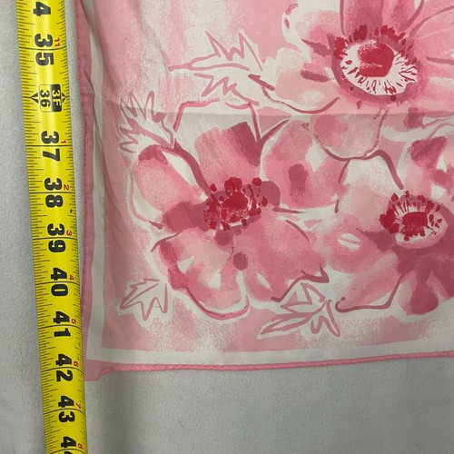 Una Blumenmuster Rosa Weiß Lang Rechteck Polyester Schal 42X13 Hergestellt in Japan - Bild 7 von 8