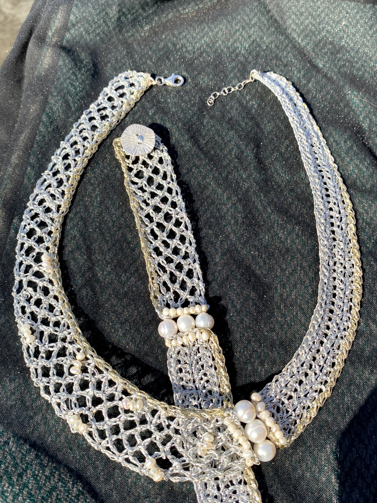 Collar plata 925 para mujer audaz con perlas diseñador hecho a mano bohochic