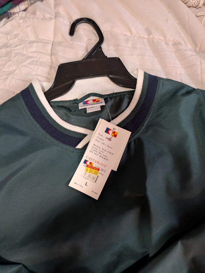 Castaways Hombre Grande Verde Cuello Redondo Camisa Manga Larga Foto 2 de 2