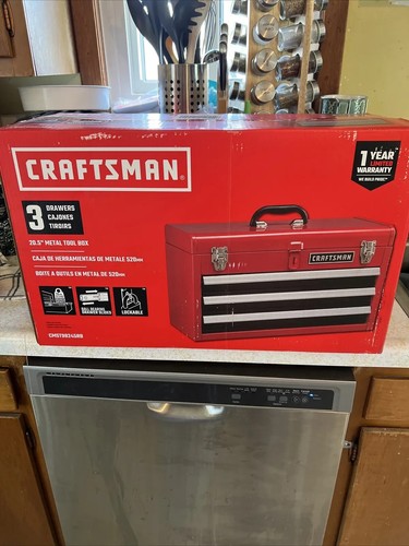 CRAFTSMAN Portable 20.5 In Ball-Bearing 3 Drawer Red Steel Lockable Tool Box NEW - Picture 5 of 5