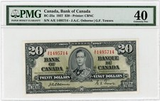 1937 Bank of Canada $20 Bank Note Osborne Towers PMG EF-40 BC-25a