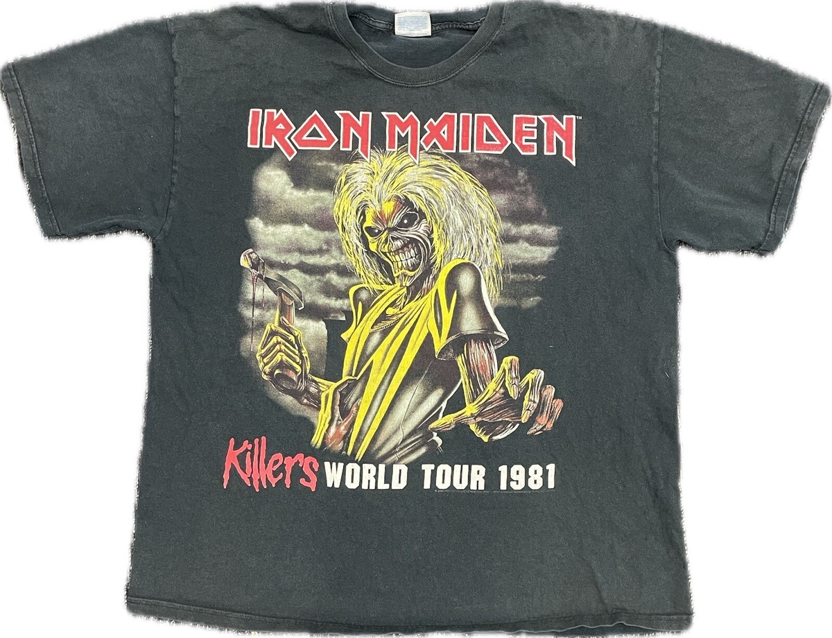 Vintage Iron Maiden Killers World Tour 1981 Black Tshirt Adult XL