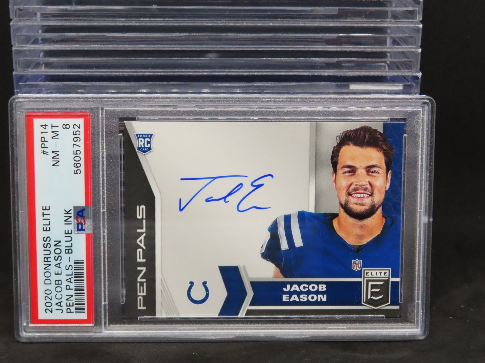 Jacob Eason Panini Donruss Elite Pen Pals #PP14 Blue Ink