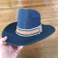 Vintage Blue Denim Cowboy Hat Union Made in USA Size Small