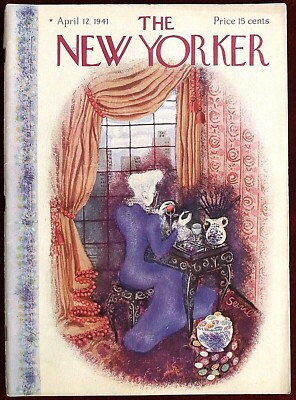 The New Yorker Magazine ~ April 12, 1941 ~ S. Bolasni Lady Painting Easter Eggs