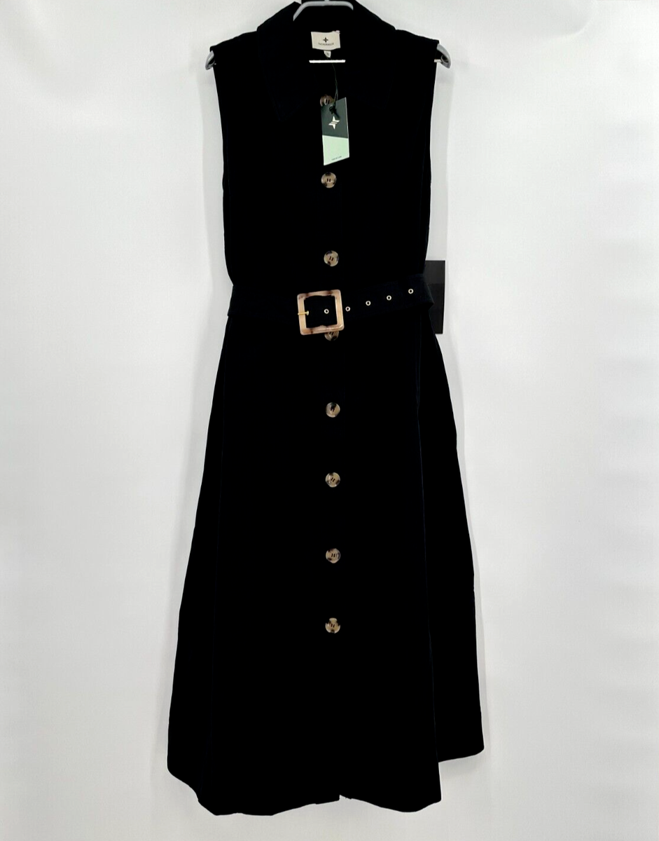 black front button dress Leena Black Button Front Belted i Dress - XS Size - Women's Dresses main image 0