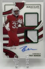 Trey Benson 2024 Panini Immaculate RPA RC Rookie Jersey Patches Auto Emerald /18