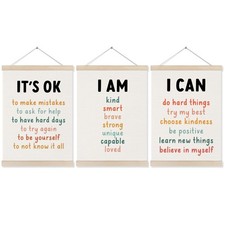 Inspirational Classroom Wall Art Poster Hanger Frame 12x16 Inch Set of 3, Pos...