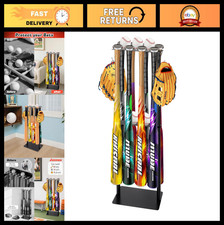 Free Standing Baseball Bat Holder Rack for 8 Bats & 5 Balls, Metal Organizer wit
