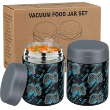 12oz 2 Pack Insulated Food Jar Set for Kids Soup Thermo Hot Food Lunch Contai...