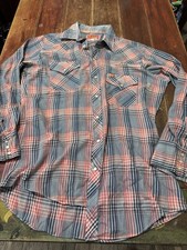 Ely Plains Mens Size 15 1/2 - 33 Pearl Snap Red Blue Western Shirt. Long Sleeve