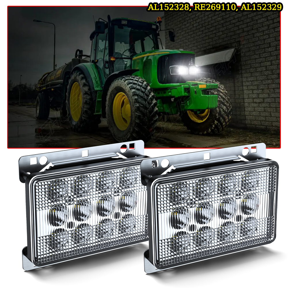 2X NEW LED Headlight RE269110 AL152328 For John Deere 5045D 5075E 6120 9220 7420