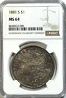 1881-S Morgan Silver Dollar NGC MS64 🔥 Beautiful Purple Like Obverse Toning