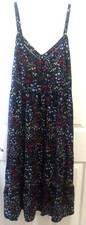 Old Navy Womens Fit & Flare Cami Midi Dress Sz M Navy Floral Peasant Flowy