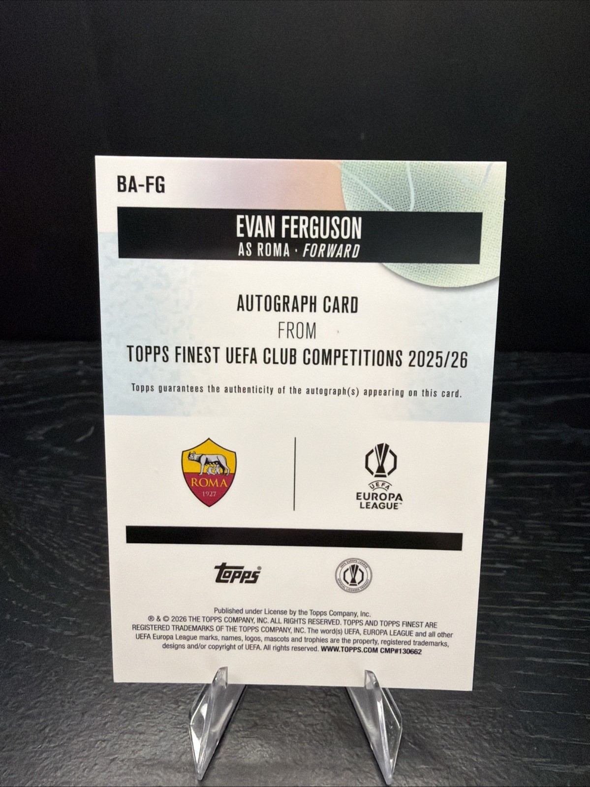 Evan Ferguson Orange Auto /25 2025-26 Topps Finest Uefa Club Competitions view 2
