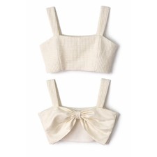 Altar'd State Cream Bounce Bow Back Crop Top M NWT Textured Corset