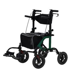 ELENKER ALL-TERRAIN 2IN1 ROLLATOR WALKER TRANSPORT CHAIR FOLDING - GREEN