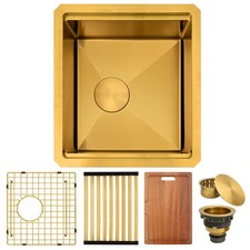 Gold Bar Sink Undermount,16 Inch Small Bar  Prep Sinks,16 Gauge Stainless St...