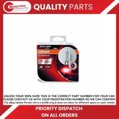64211SV2-HCB OSRAM H11 Silverstar 2.0 12V 55W Headlight Car Bulbs 60% Brighter