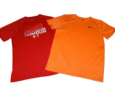 Lot 2 Under Armour Boys Size XL YXL Loose Short Sleeve Shirts B31
