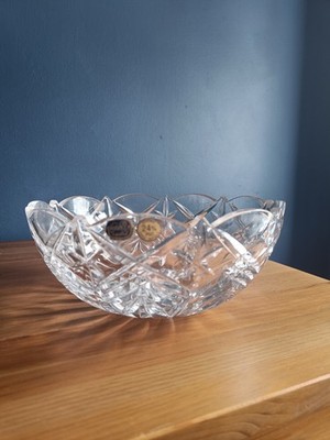 Bohemia Kristall Schale 21 cm groß Glas Obst Salat Schale Vintage klar Herzstück