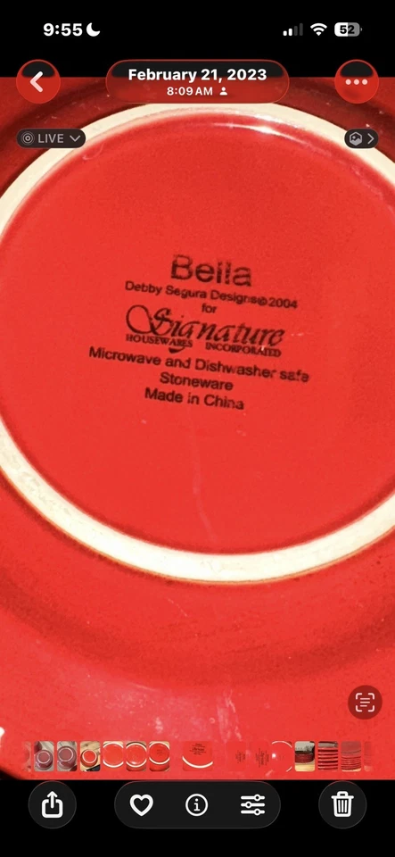 Bella by Debby Segura for Signature Housewares Red Dinnerware - Image 3 of 4